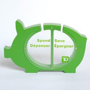 ADORABLE TD Bank Piggy Bank Officially Branded Dual Piggy Bank with Acrylic View